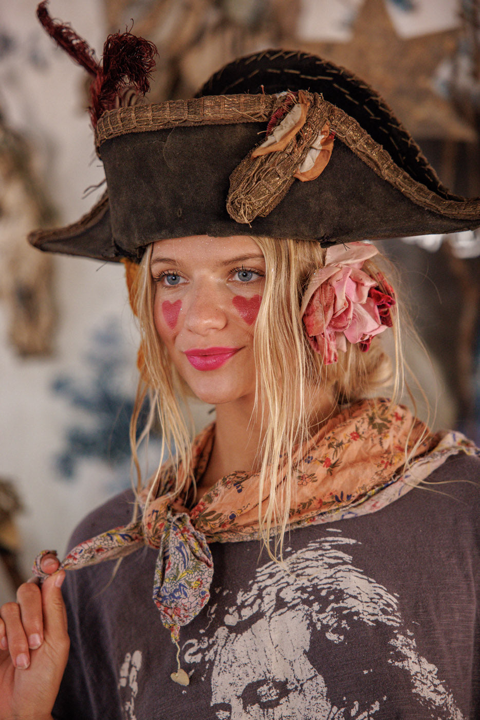 Agathe French Floral Scarf – Magnolia Pearl Clothing display picture 2