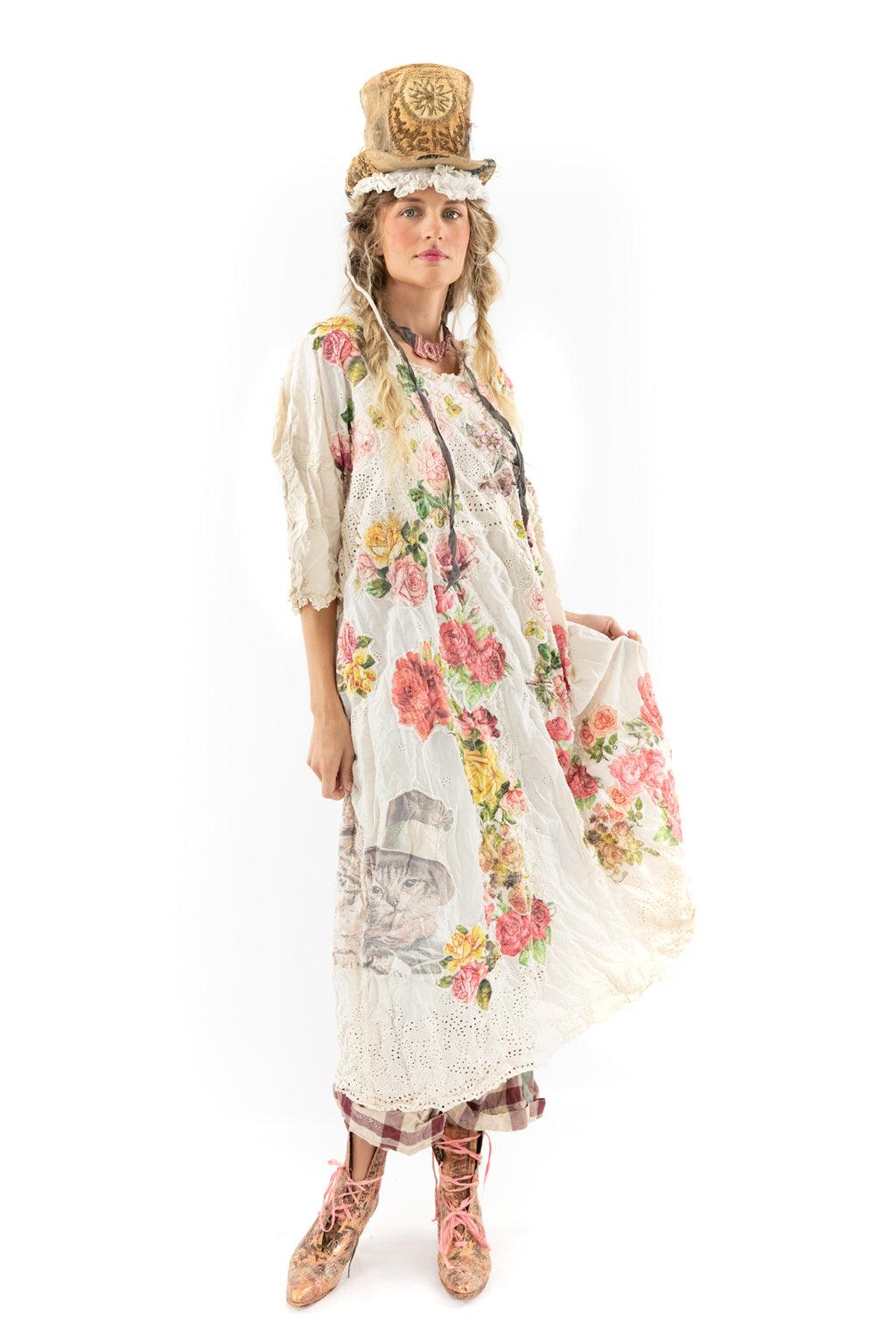 Robe Vintage Magnolia Pearl En Lin Brut - Pièce Unique, Style Destructuré, Taille Unique