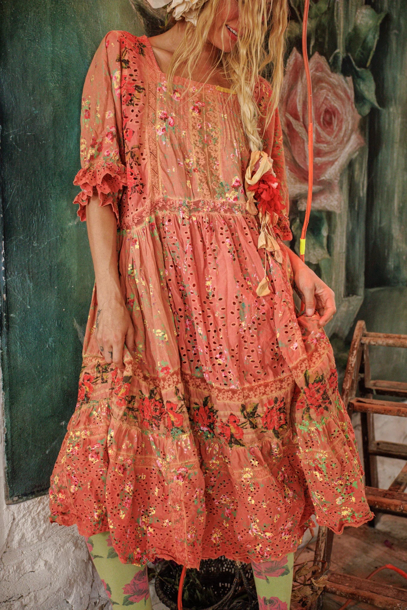 Floral Print Eyelet Calla Dress