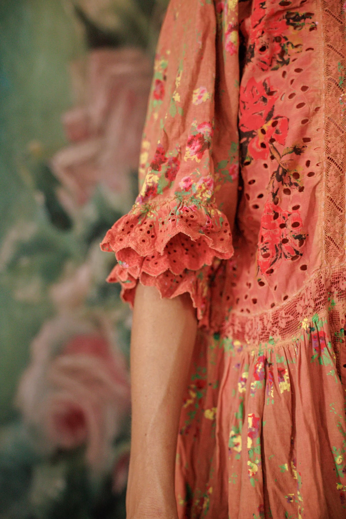 Kleid mit Blumenmuster und Ösen Calla Orange Mohn 