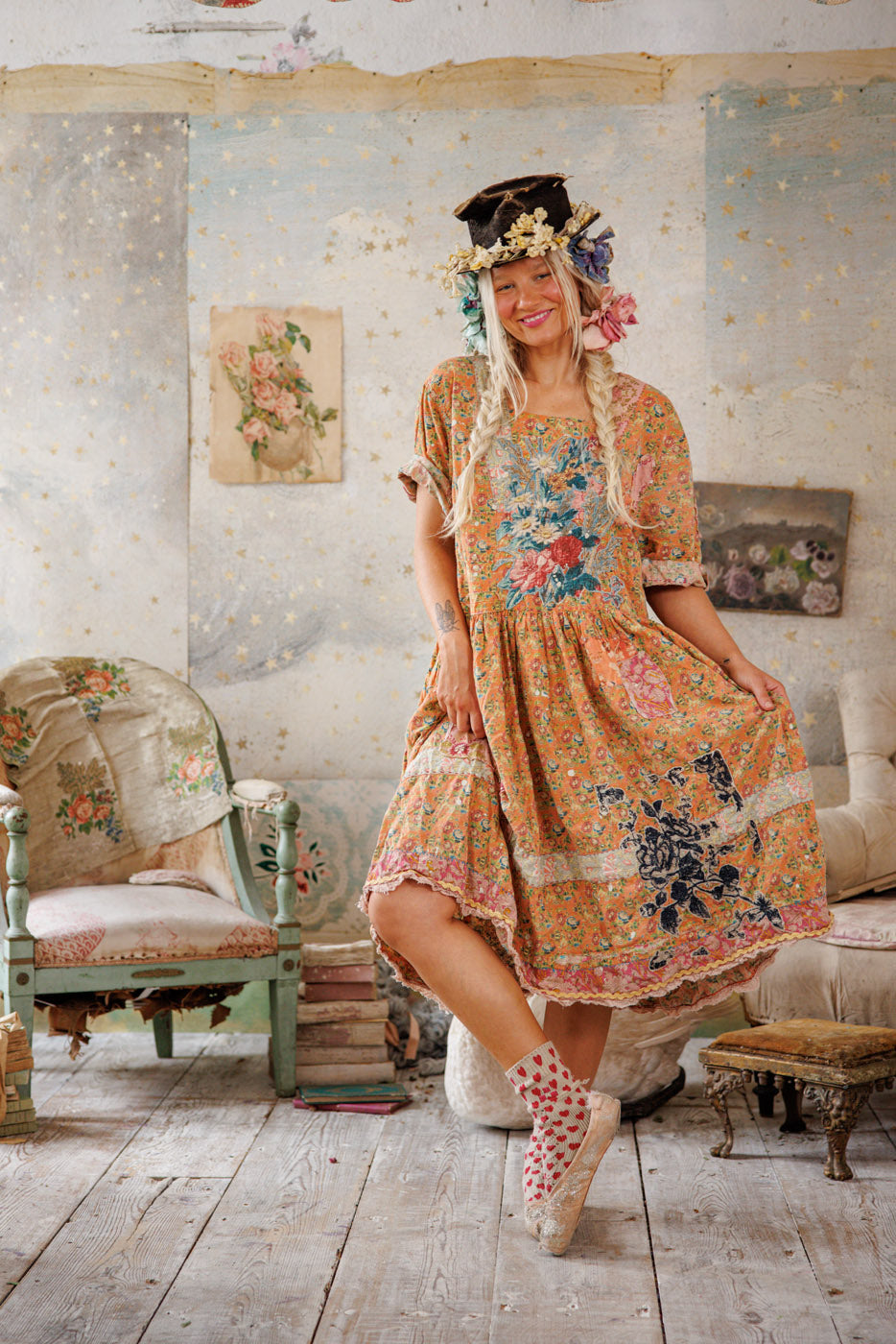 Floral Appliqué Taigi Dress – Magnolia Pearl Clothing