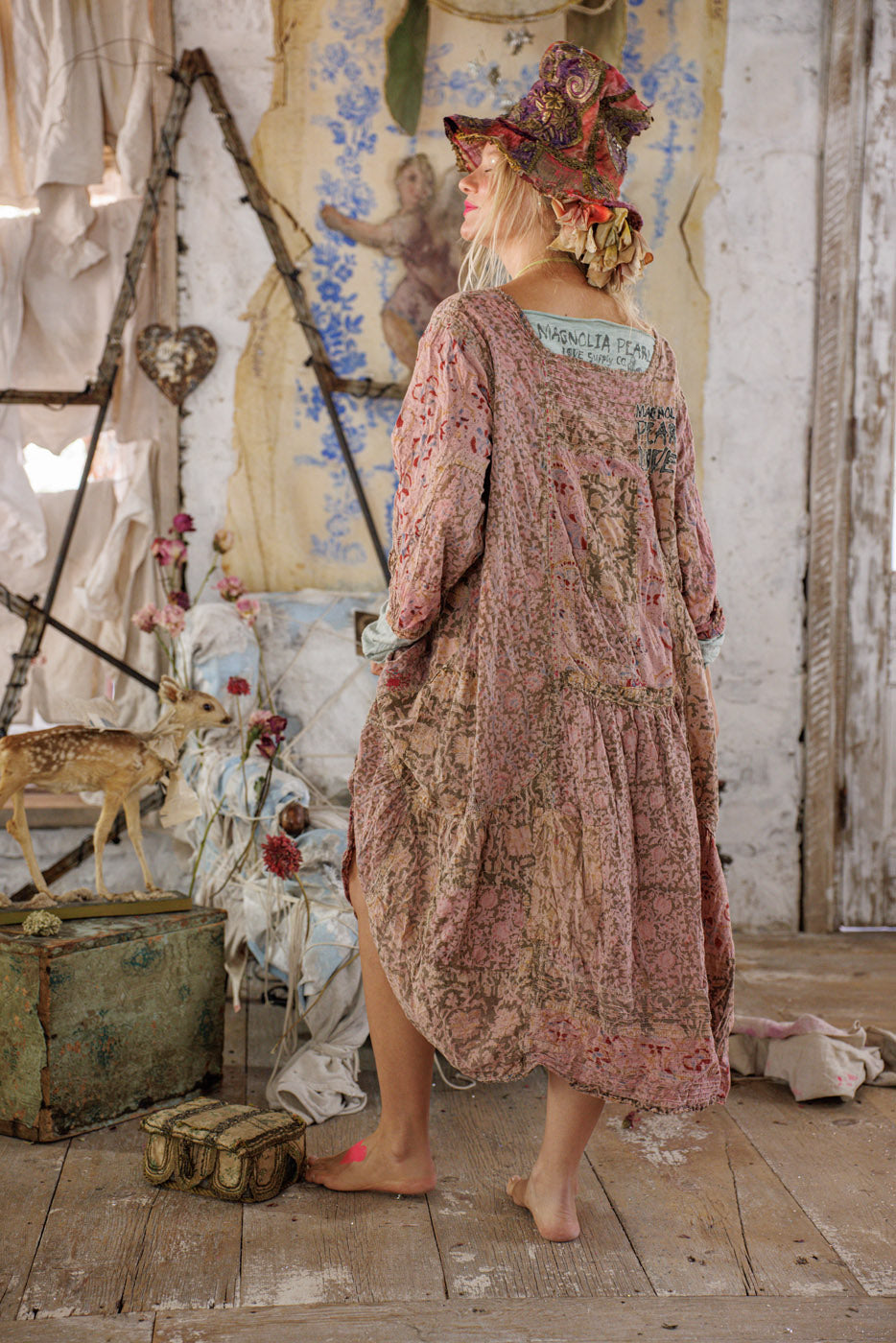 kalamkari long dress Festive kalamkari print dress with long sleeves