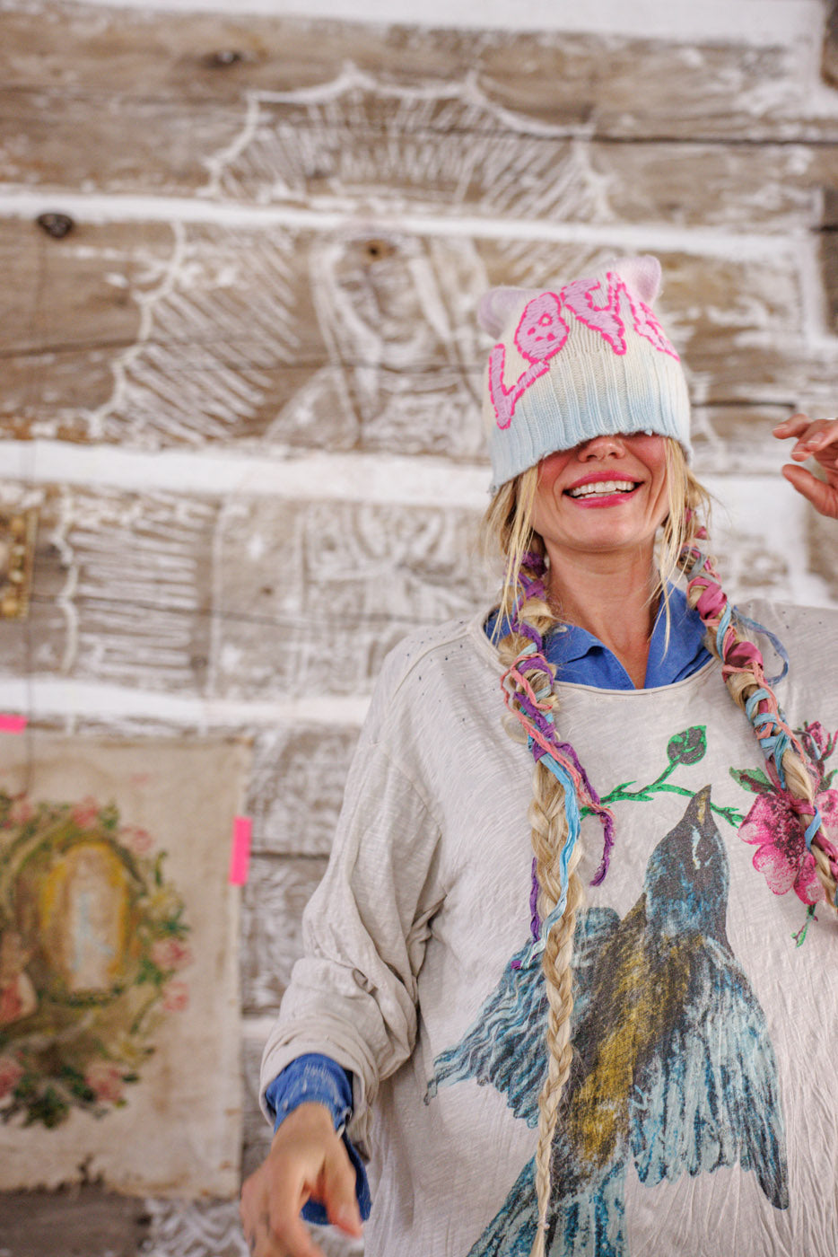 Embroidered Love Beanie Magnolia Pearl Clothing