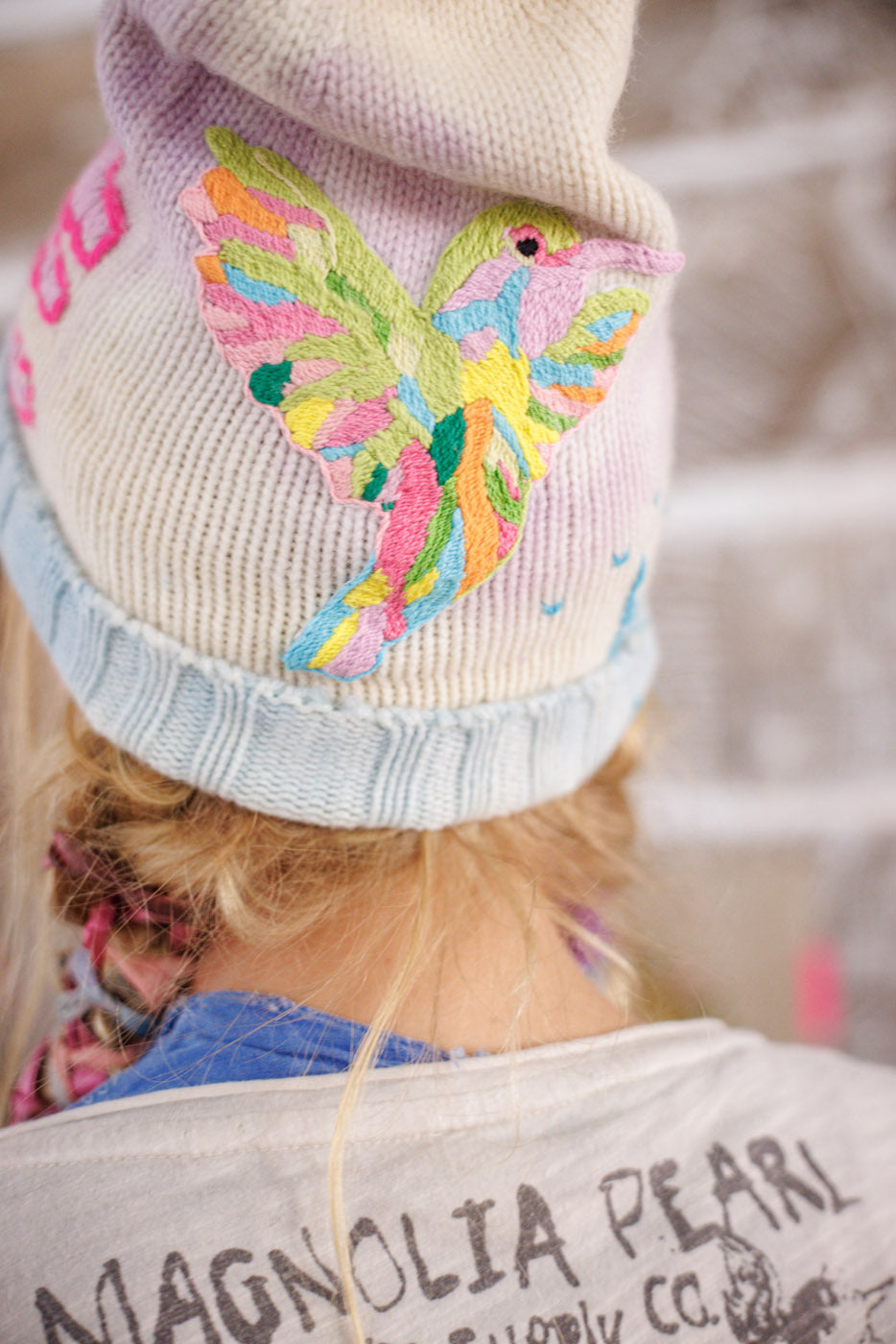 Embroidered Love Beanie Magnolia Pearl Clothing