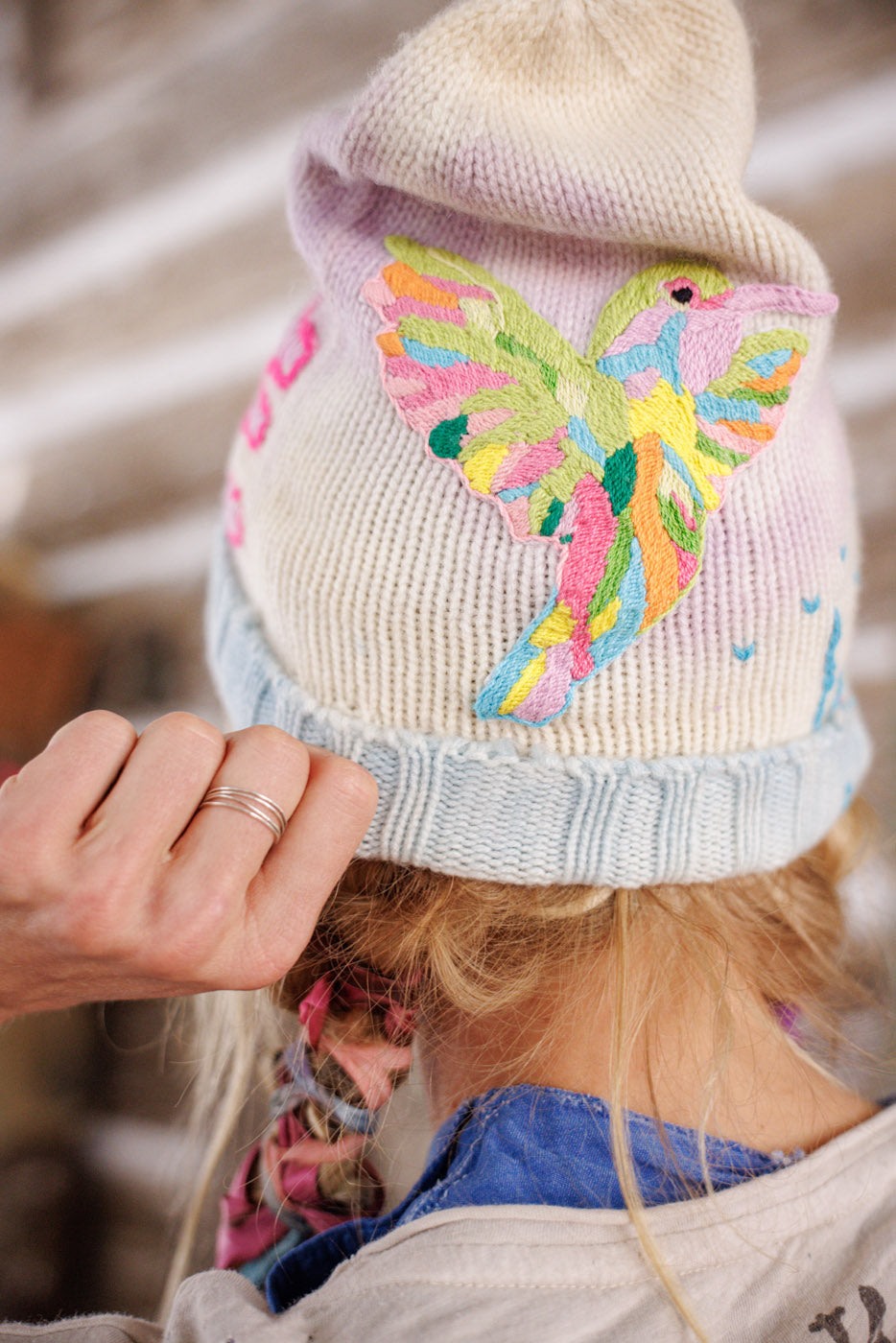 Embroidered Love Beanie Magnolia Pearl Clothing