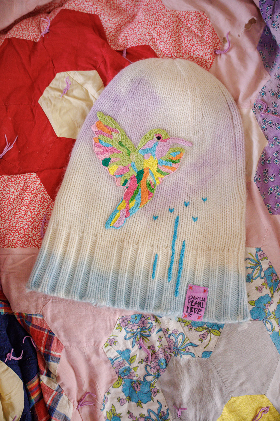 Embroidered Love Beanie Magnolia Pearl Clothing