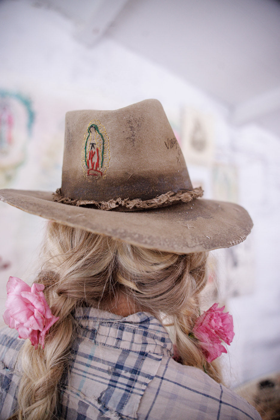Hand-Embroidered Virgen de Guadalupe Crushed Fedora