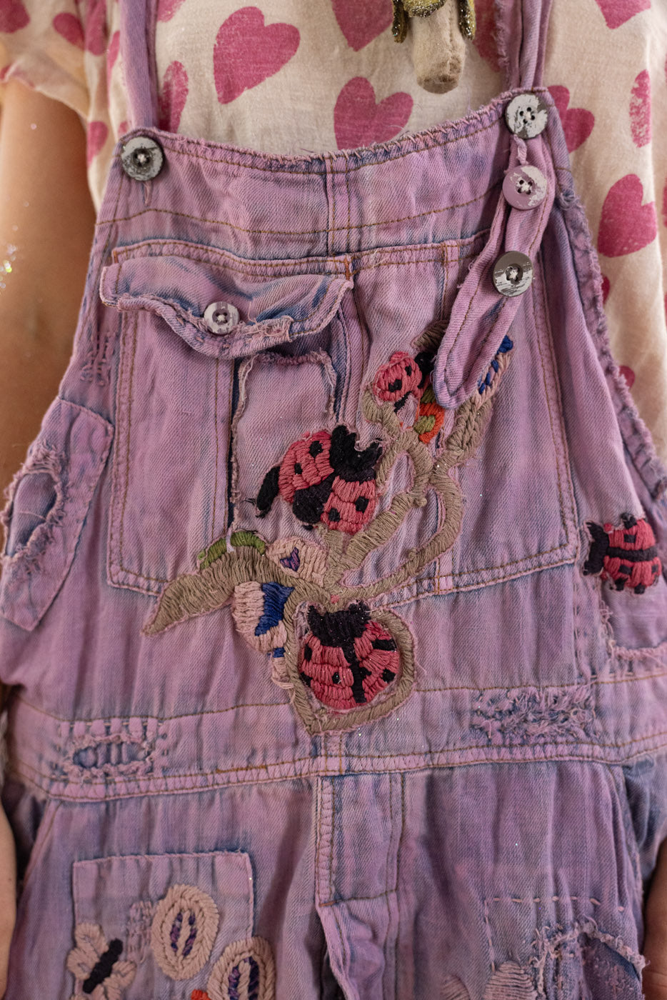 Lazy Oaf E.T. オーバーオール　刺繍 刺繍されたラブオーバーオール – Magnolia Pearl Clothing