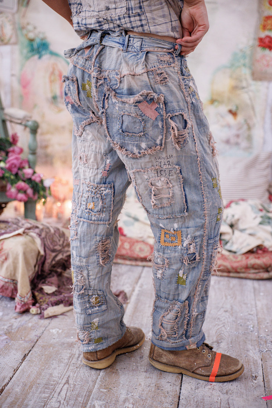 Jean Réparateur Magnolia Pearl - Taille Unique (34 De Tour De Taille) - Denim En Coton Perlé - Coupe Boyfriend - Neuf Avec étiquettes