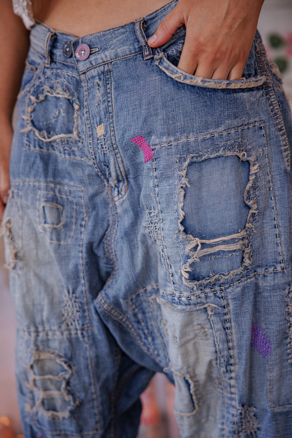 Mon Cheri prancūziško kirpimo džinsai išblukusios indigo spalvos 