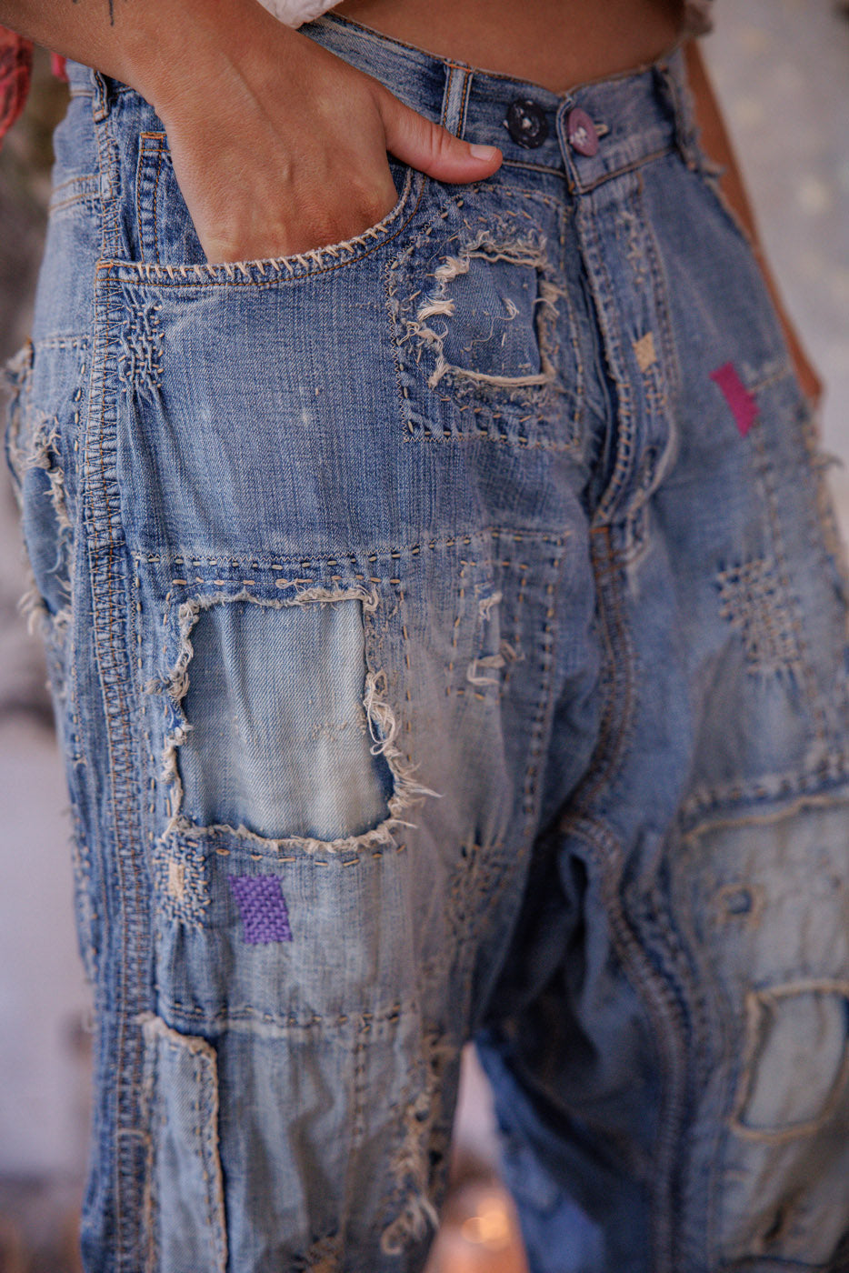 Mon Cheri prancūziško kirpimo džinsai išblukusios indigo spalvos 