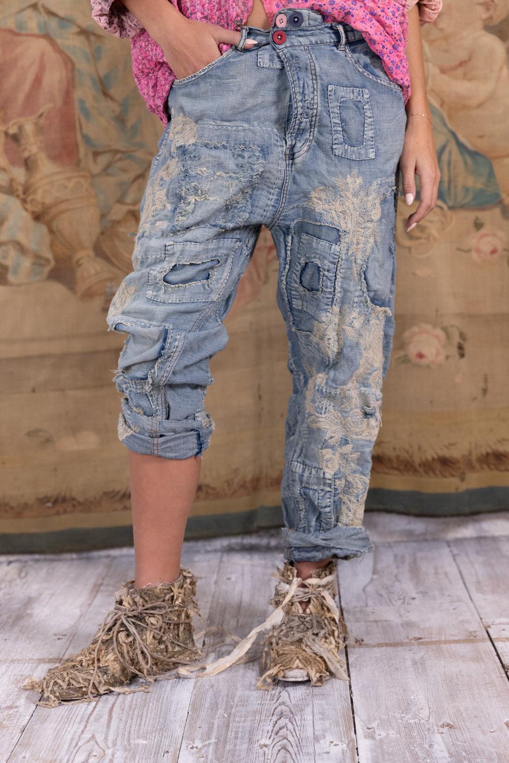 Lace Embroidered Miner Denims - Magnolia Pearl Clothing