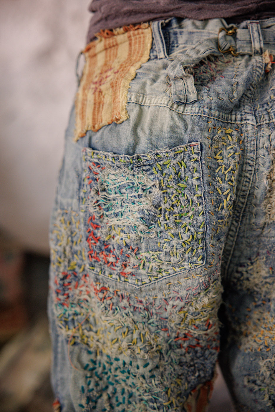 Jean Délavé Magnolia Pearl – Style Boyfriend, Rayé Chemin De Fer – Taille Unique Ajustable – Neuf Sans étiquette