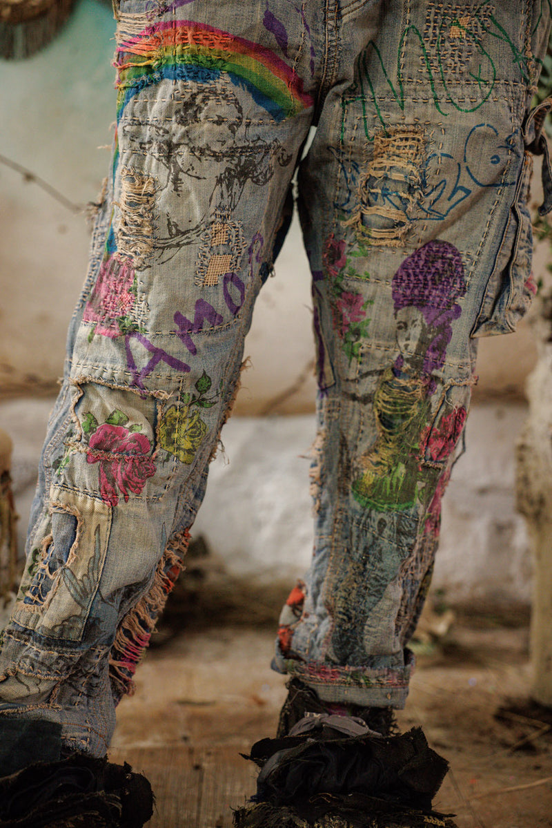 Denims de rêve d'amour arc-en-ciel Indigo délavé  - Image 2