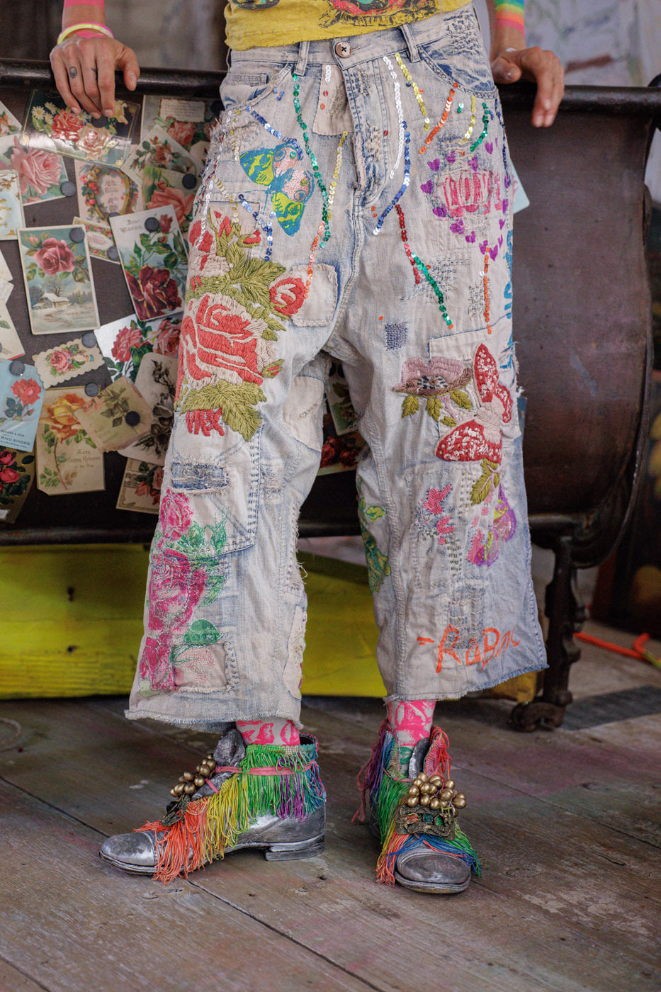 Valentino derliaus džinsai išblukusios indigo spalvos 