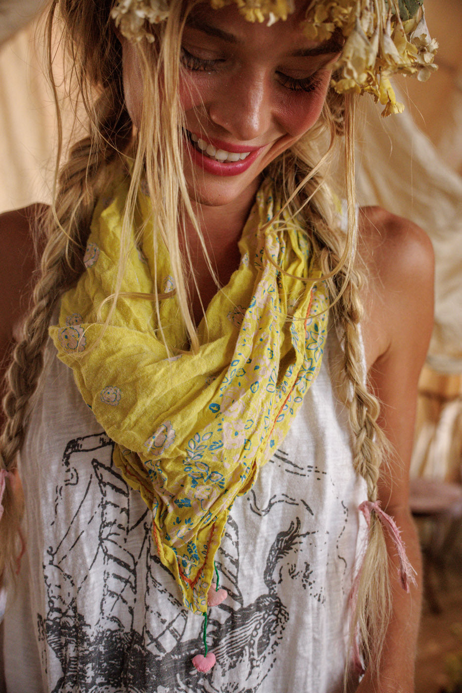 MP Floral Tassel Scarf