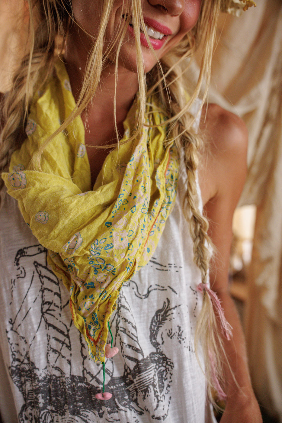 MP Floral Tassel Scarf