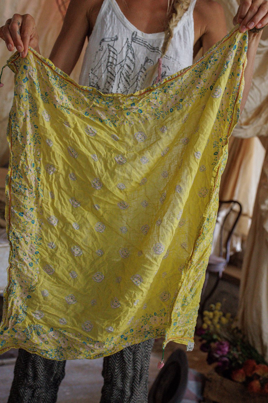 MP Floral Tassel Scarf