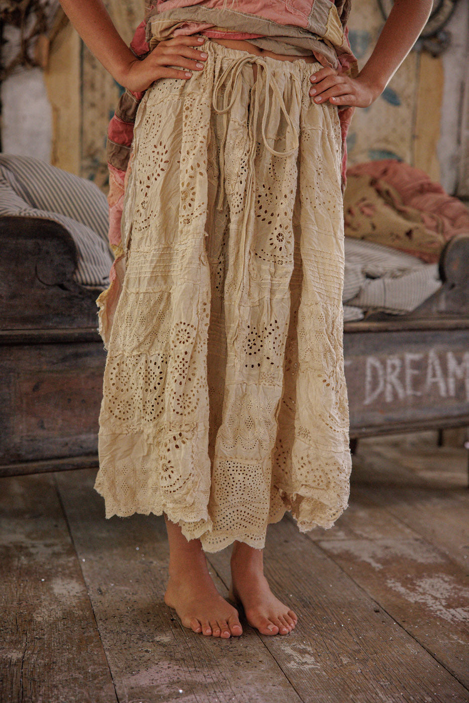 【Jours+】Lace Skirt Magnolia Eyelet Patchwork Pissarro Skirt – Magnolia Pearl Clothing