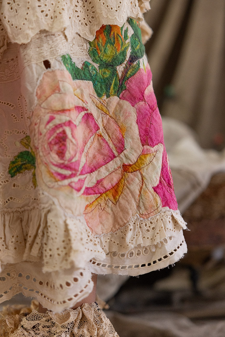 Jupe brodée de fleurs de marguerte, jupe gurlande de fées, jupe