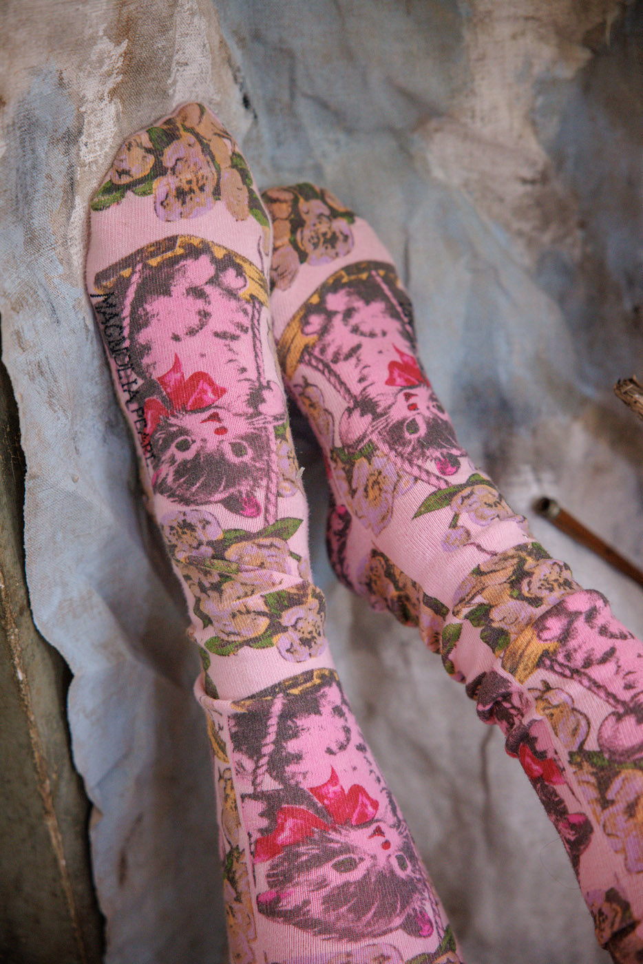 Floral Kittyswing OTK Socks