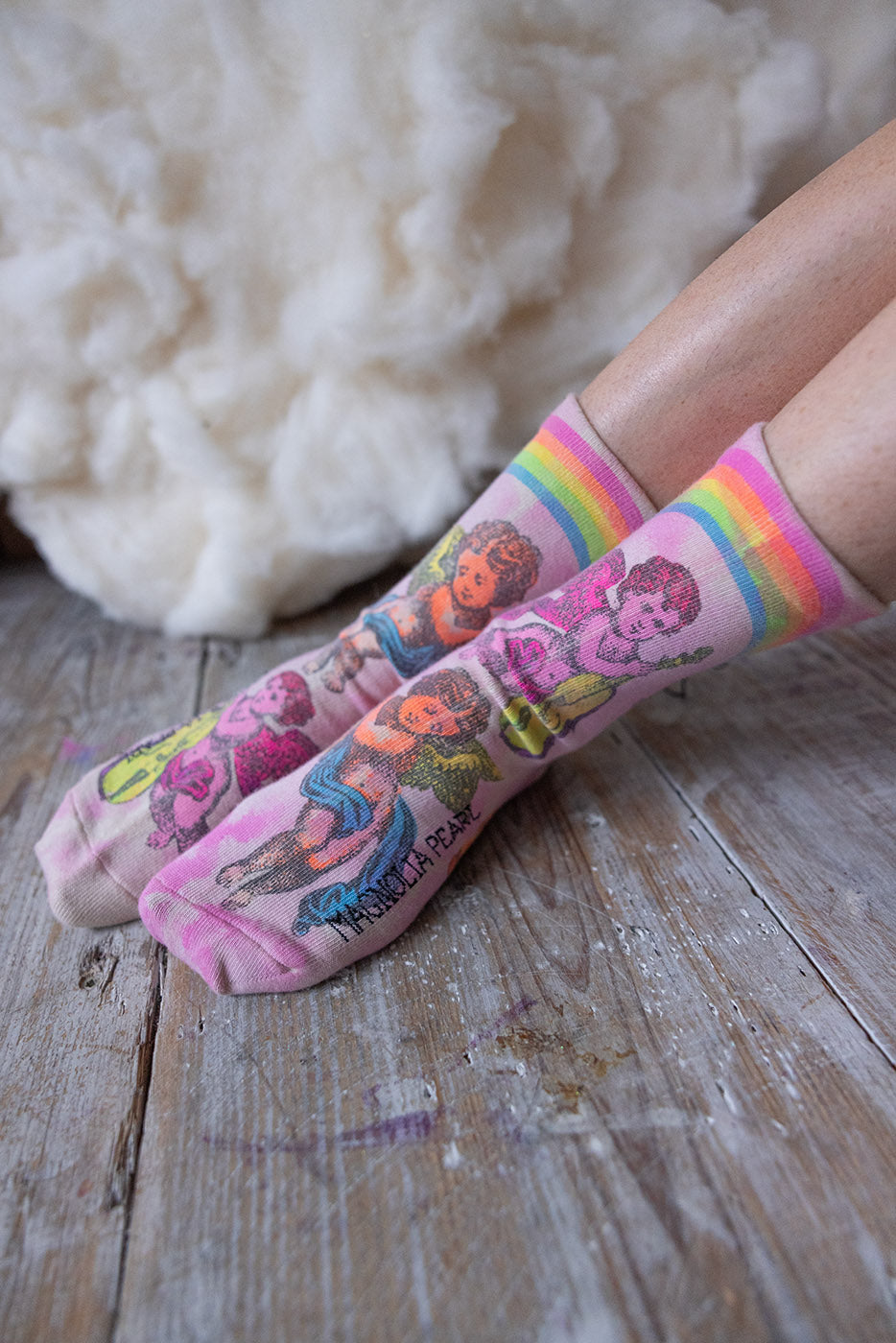 Trykte MP-sokker fioliner og roser 