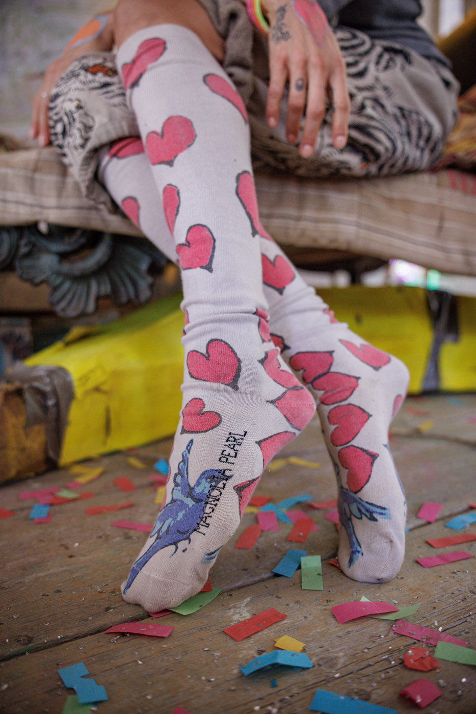 Red Heart Dove OTK Socks