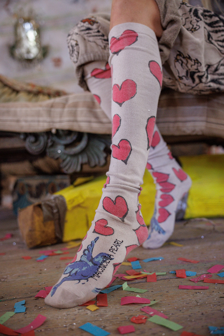 Red Heart Dove OTK Socks