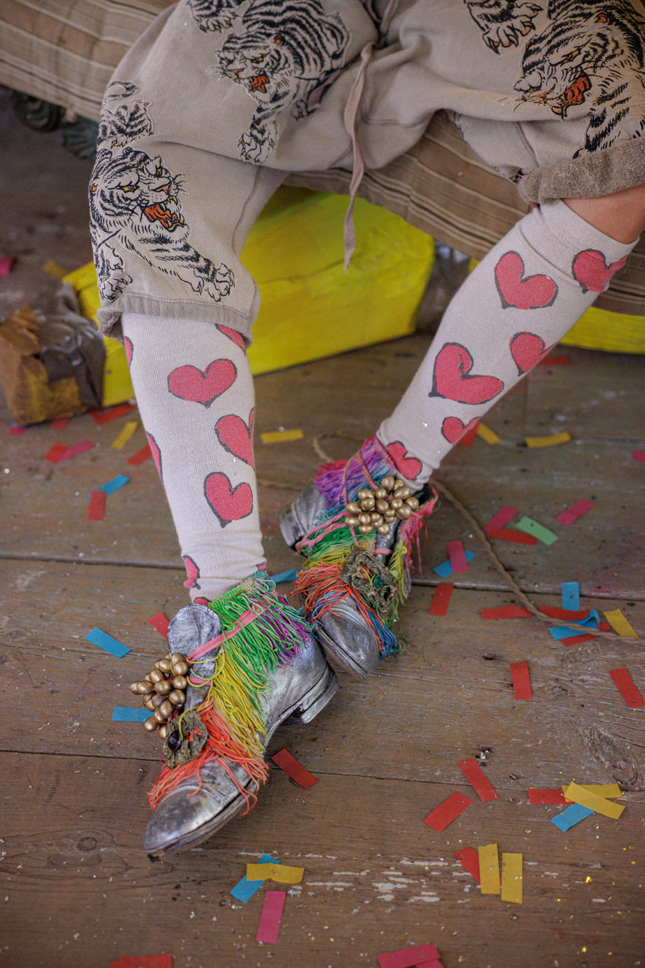 Red Heart Dove OTK Socks