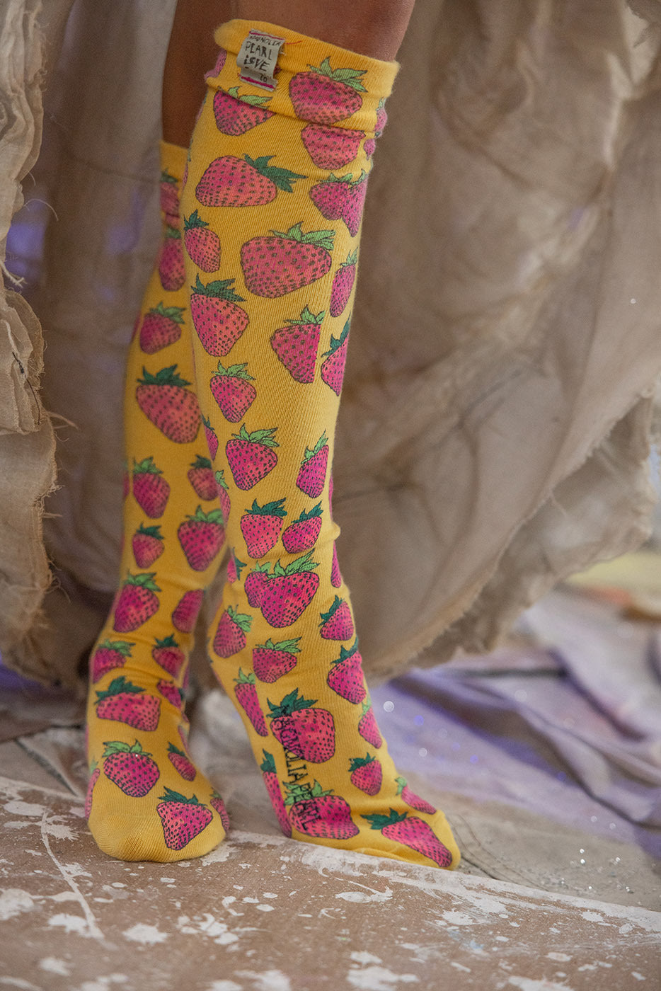 Strawberry Over The Knee Socks Angel Food Magnolia Pearl