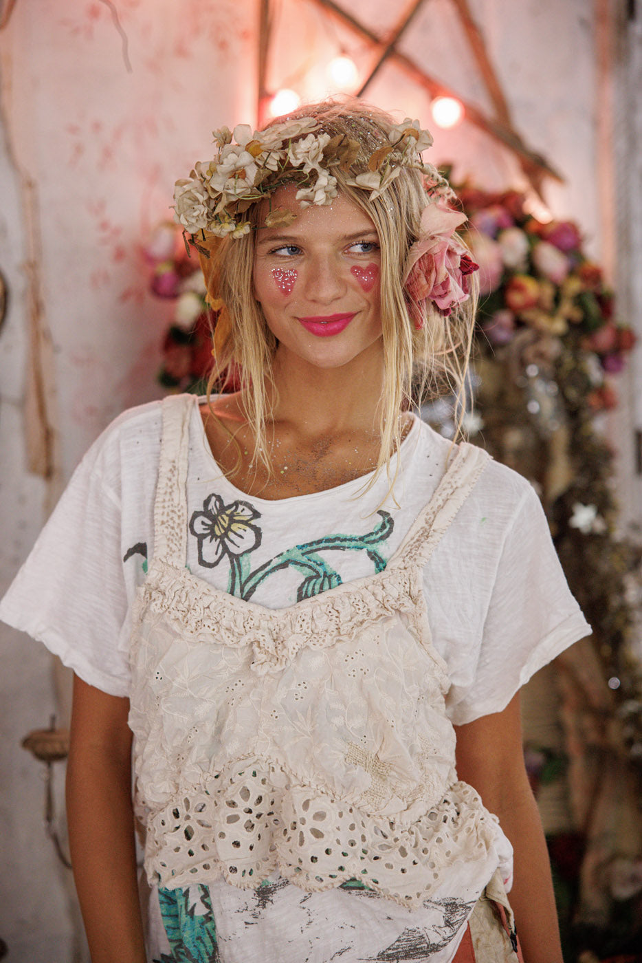 Cami à volants et œillets olive 