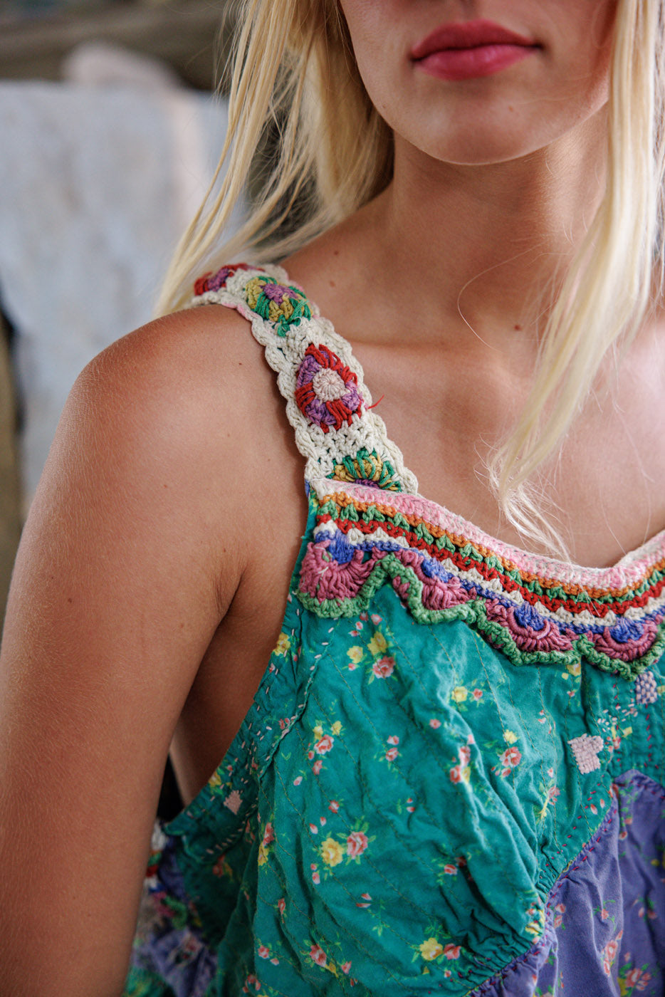 Olive Crochet Ruffle Cami