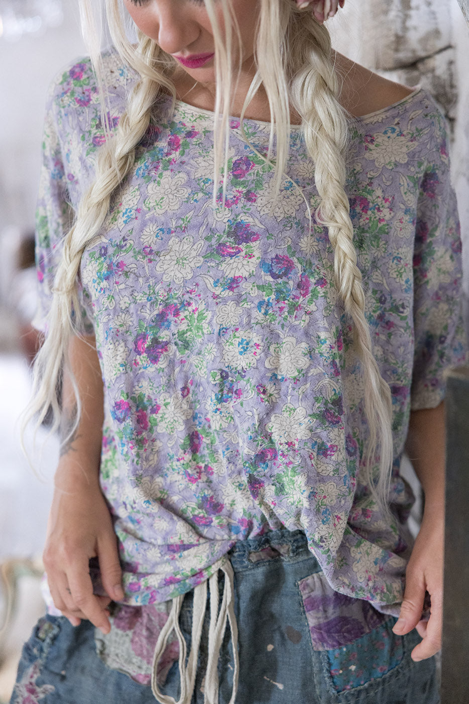 Floral Blockprint-T-Shirt 