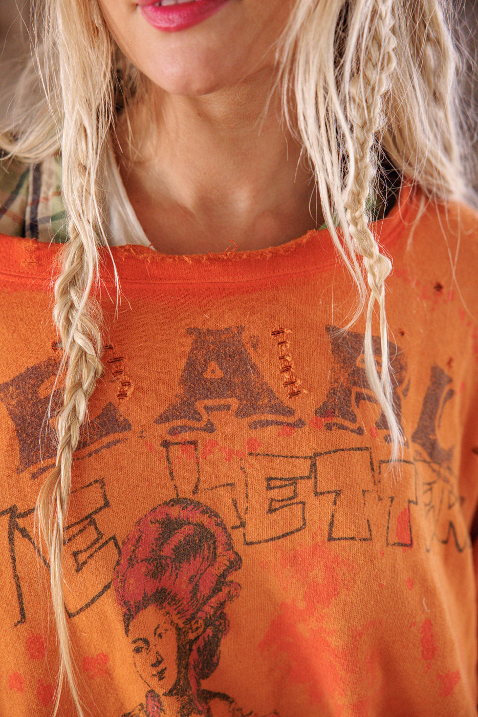 Mermaid Love Letters Vetiver Sweatshirt Magnolia Pearl Clothing orange color and mermaid design