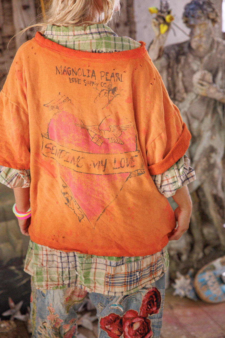 Mermaid Love Letters Vetiver Sweatshirt Magnolia Pearl Clothing orange color and mermaid design