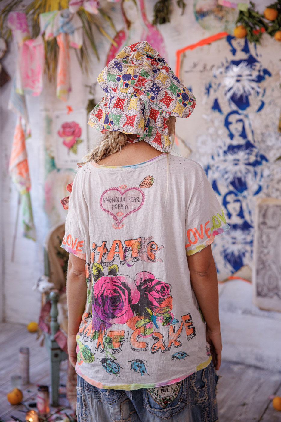 Neonblaues Bonnet Graffiti T Regenbogen Tropfen 