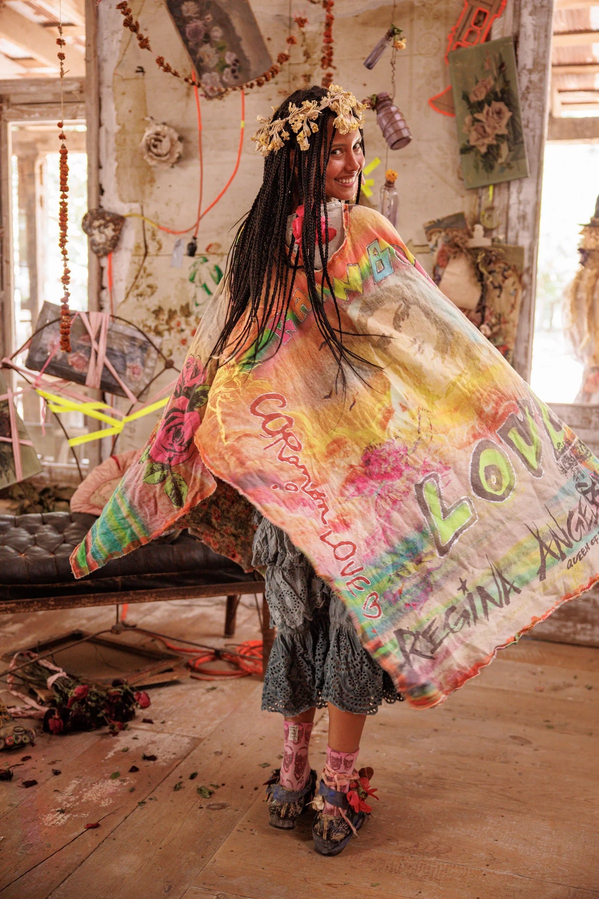 Rainbow Corazon Poncho Ingen 