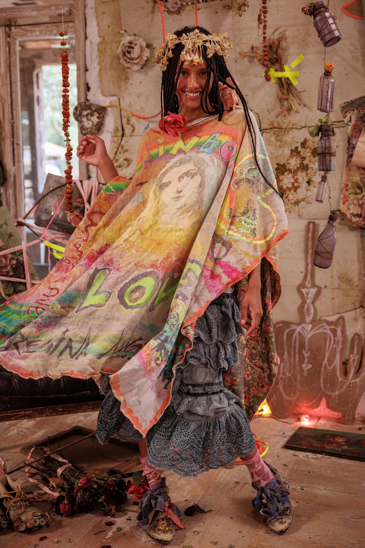 Rainbow Corazon Poncho Ingen 