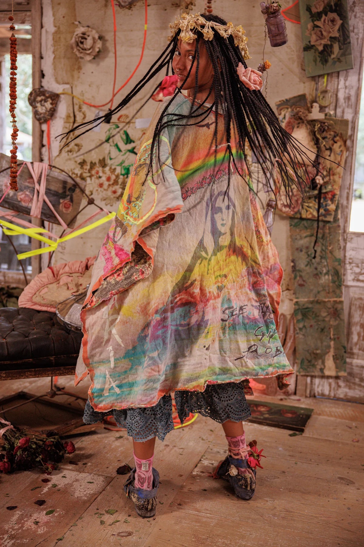 Rainbow Corazon Poncho Ingen 