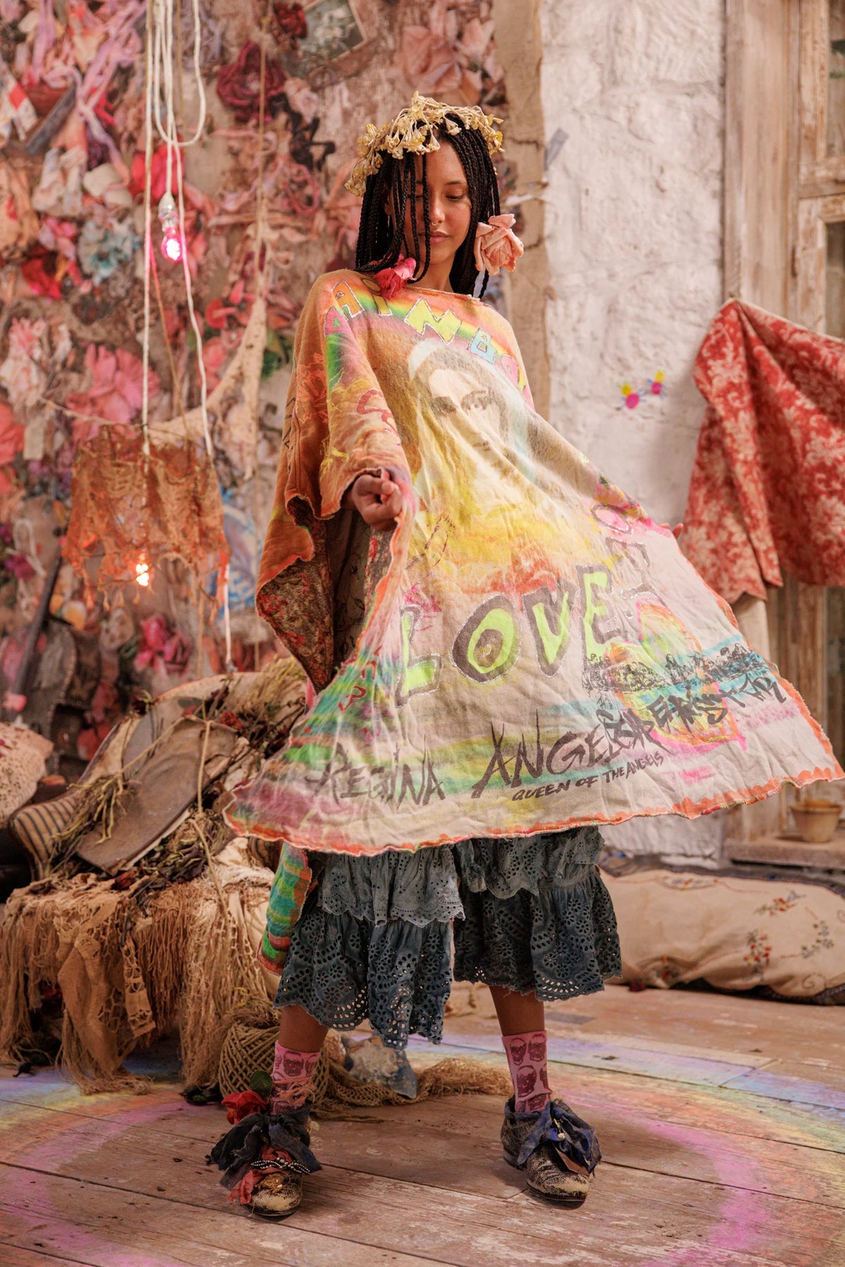 Rainbow Corazon Poncho Ingen 