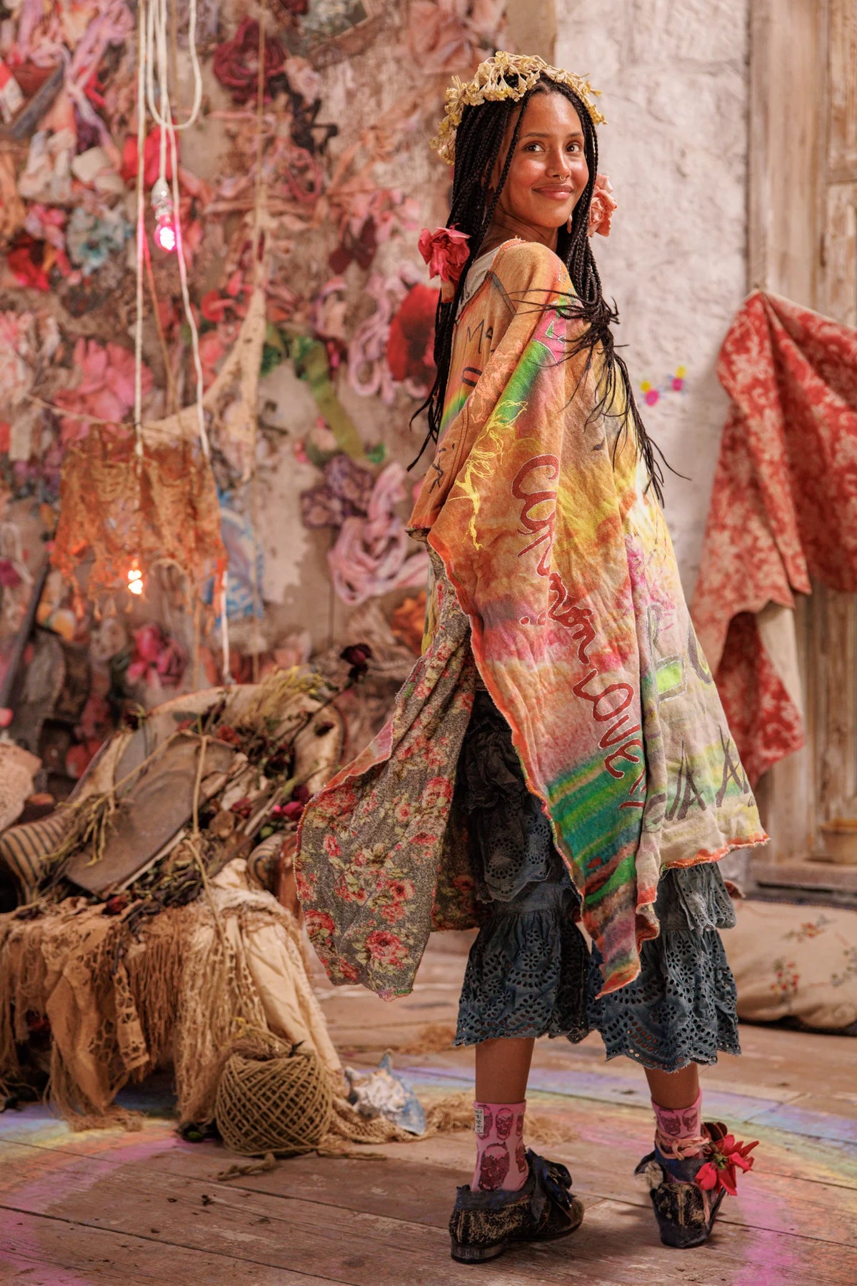 Rainbow Corazon Poncho Ingen 