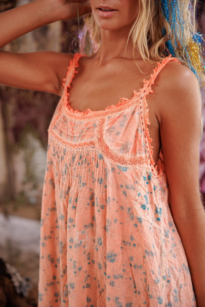 Blomstret Clementine Lagdelt Slip Kjole FawnLily  - Image 4