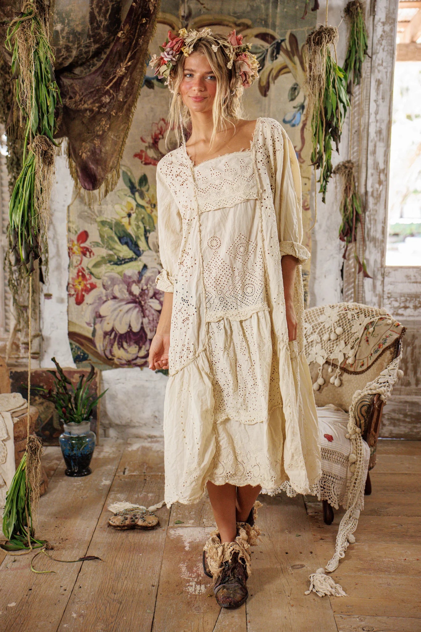 Eyelet Patchwork Helenia Dress  Magnolia Pearl Clothing