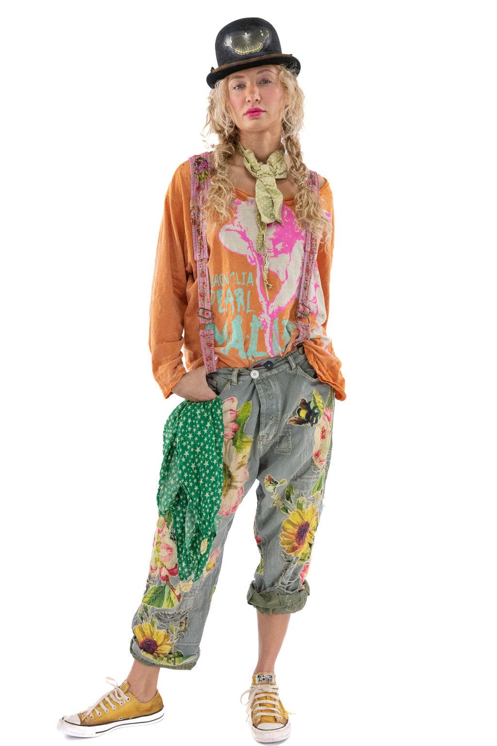 Miner Pants with Sunflower - Magnolia Pearl Clothing